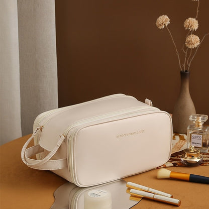 Three-layer Double Zipper U-shaped Cosmetic Bag